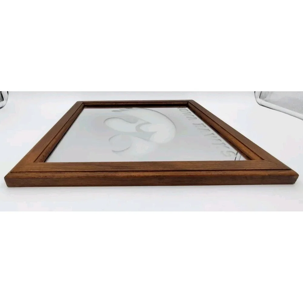 IOWA HAWKEYES 1980s MIRROR VTG homemade 14in X 14in‎ Wood SEE B8.0MA2144